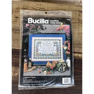 Sealed Vintage 90s Bucilla Cross Stitch Kit “A Gardener's Prayer” By Joan Elliot